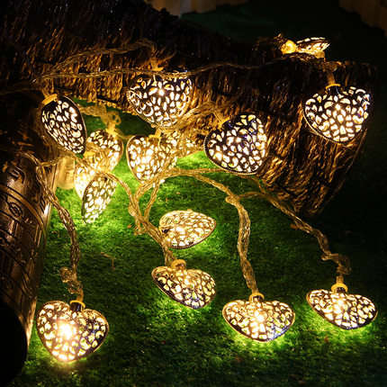 KCASA 2M 20 LED Metal Heart String Lights LED Fairy Lights for Festival Christm