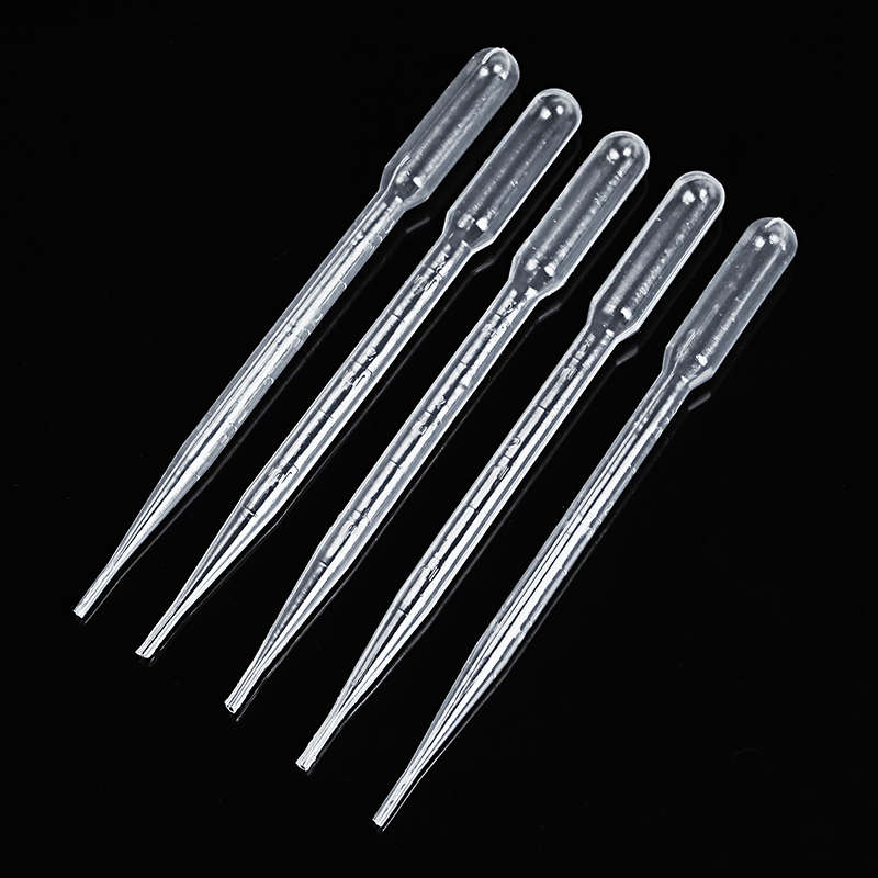 100Pcs 1/2/3mL Disposable Transfer Pipettes Plastic Graduated Pasteur Pipette D