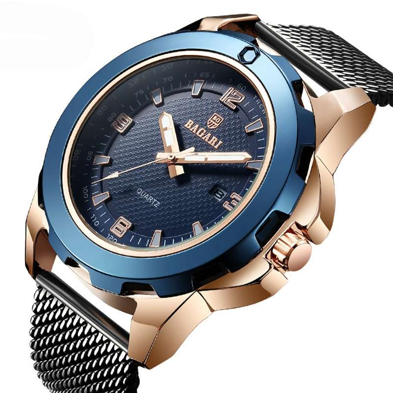 BARAGI 1689 Calendar Business Men Wrist Watch Full Steel Luminous Display Quart