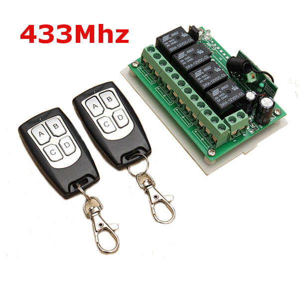 Geekcreit 12V 4CH Channel 433Mhz Wireless Remote Control Switch With 2 Transmit
