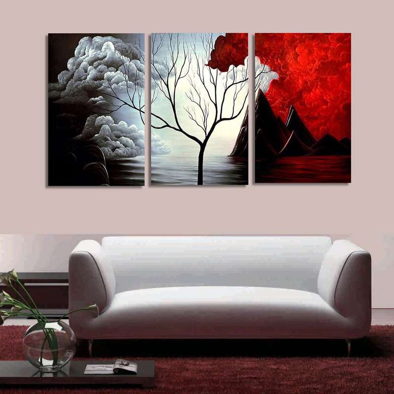 3 PCS Tree Modern Abstract Landscape Canvas Painting Print Picture Home Art No