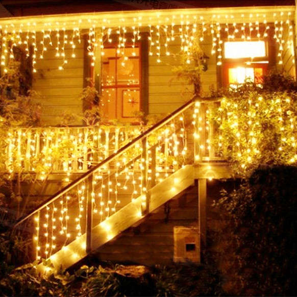 Christmas 4M 96 LED Indoor Outdoor String Lights 110-220V Curtain Icicle Drop L