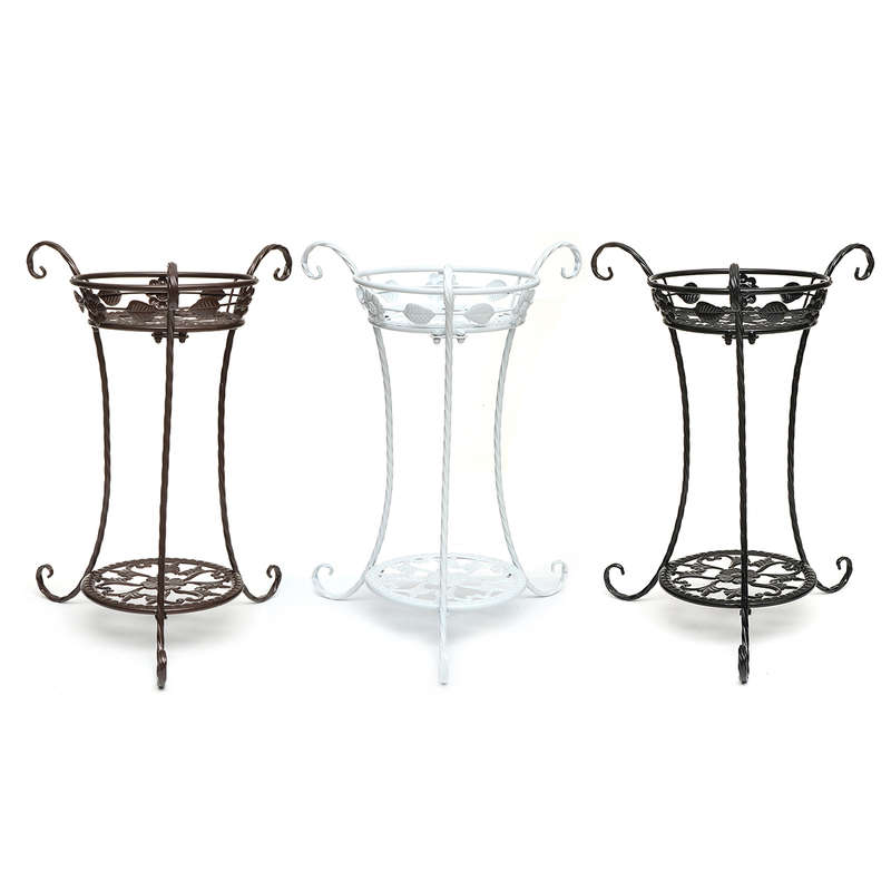 Garden Balcony Indoor Wrought Iron Flower Pot Stand Plants Shelf Rack Holder Sh
