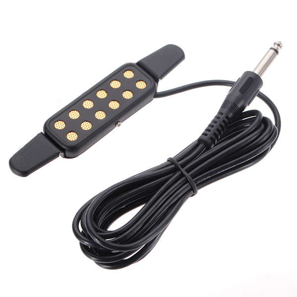KQ3 Acoustic Guitar Pickup Microphone Wire Amplifier 12 Holes Black