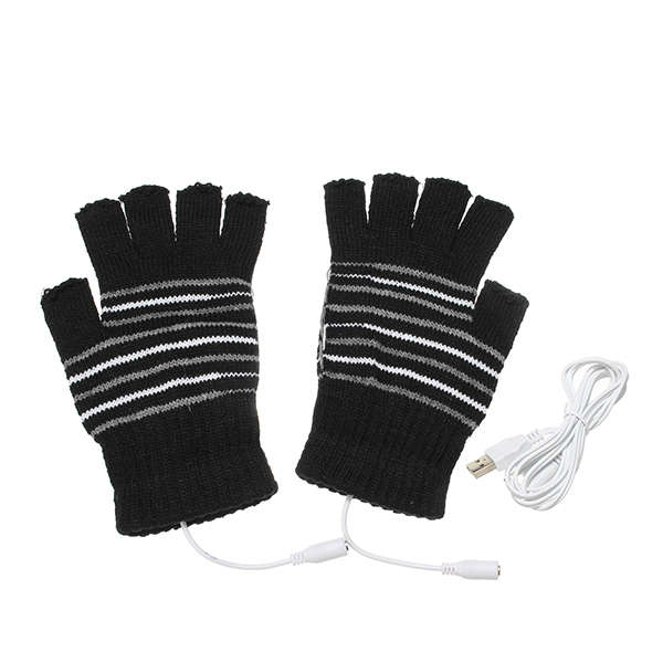 5V Motorcycle USB Warmer Removable Heated Half Finger Gloves