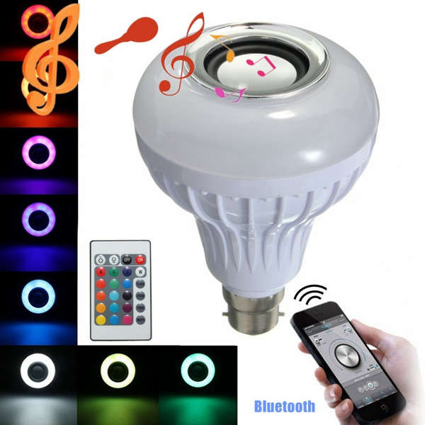 12W B22 LED RGB bluetooth Speaker Bulb Wireless Music Playing Light Lamp with R