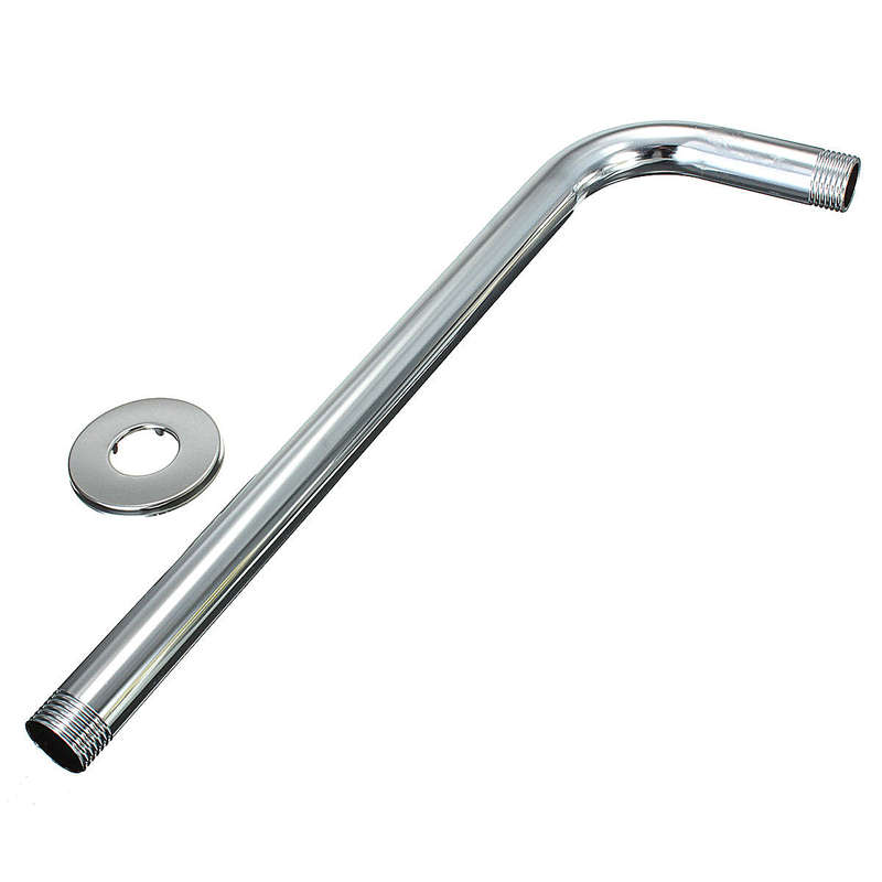 400mm Chrome Shower Accessories Bathroom Curved Rod Connecting Pipe Shower Arm