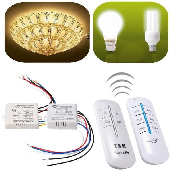 2/3 Channel Wireless Wall Lamp Switch Splitter Remote Control Receiver Transmitter