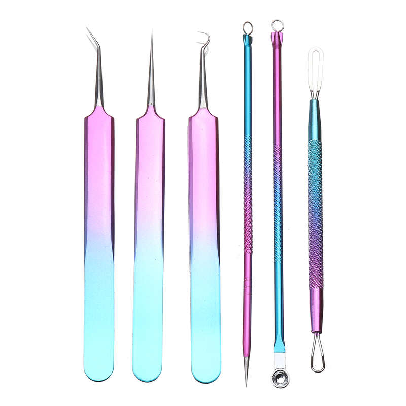 6PCS Remover Tools Pimple Popper Tool Kit Blackhead Acne Remover Pimple Extract