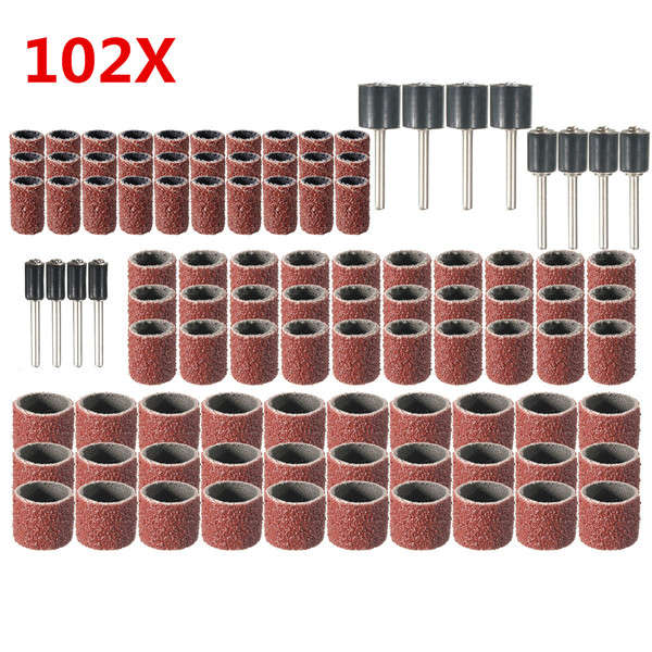 102pcs 120 Grit Sanding Drum Kit With 1/2 3/8 1/4 Inch Sanding Mandrels Fit Dre