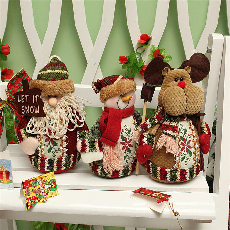 Christmas Santa Claus Snowman Deer Stuffed Doll Standing Decoration Table Ornam