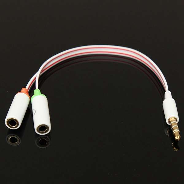 3.5mm Stereo TRRS 4-Pole Plug to 3.5mm Microphone Headphone Jack Audio Cable Ad