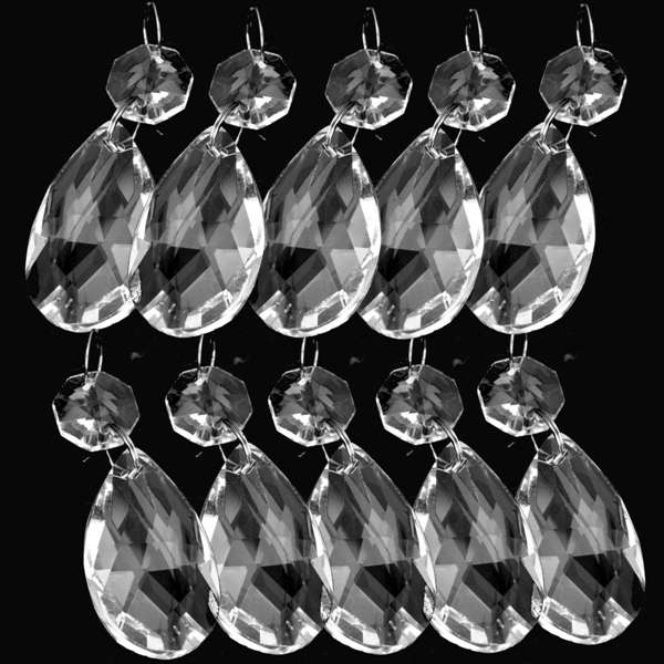 38MM 10Pcs Clear Crystal Glass Chandelier Lamp Parts Prisms Pendant Drops Decor