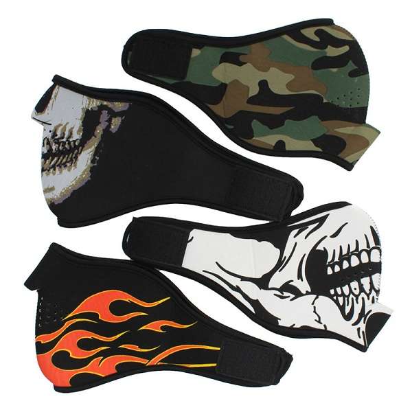 Neoprene Half Face Reversible Biker Skateboard Motor Skull Mask Ghost CS Huntin