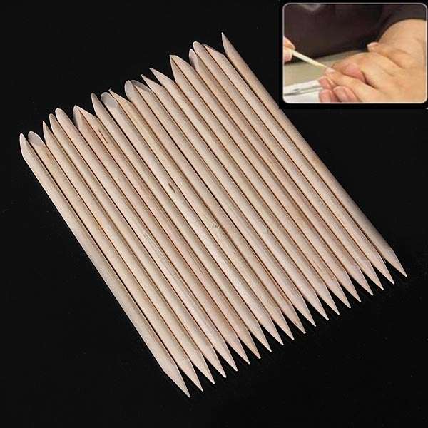 20Pcs Wood Nail Art Sticks Cuticle Pusher Remover Manicure Tools
