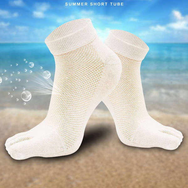 Five Toes Socks Mens Cotton Breathable Mesh Short Tube Deodorant Sweat Toe Socks