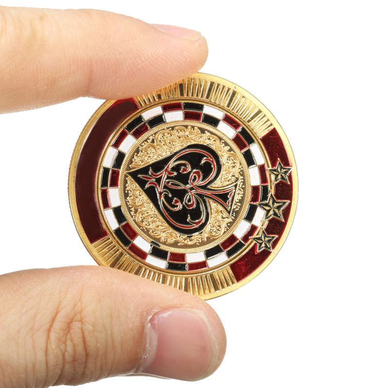 Metal Poker Guard Card Gold Plated With Round Plastic Case Protector Coin Chip