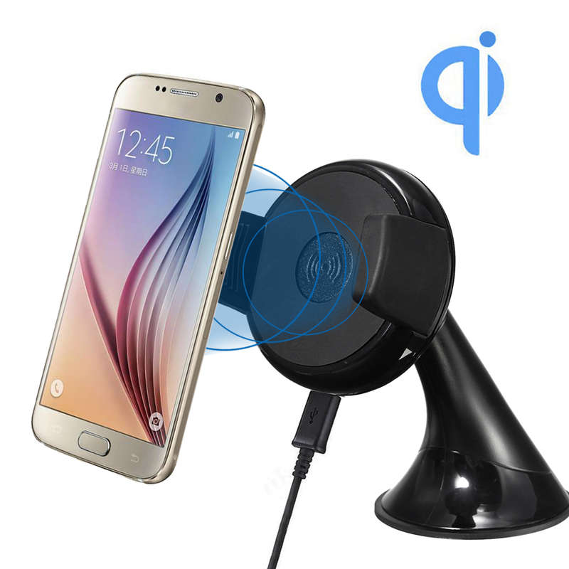 Qi 5V 2A Wireless Car Charger Dock Windshield Mount Phone Holder For Mobile Pho
