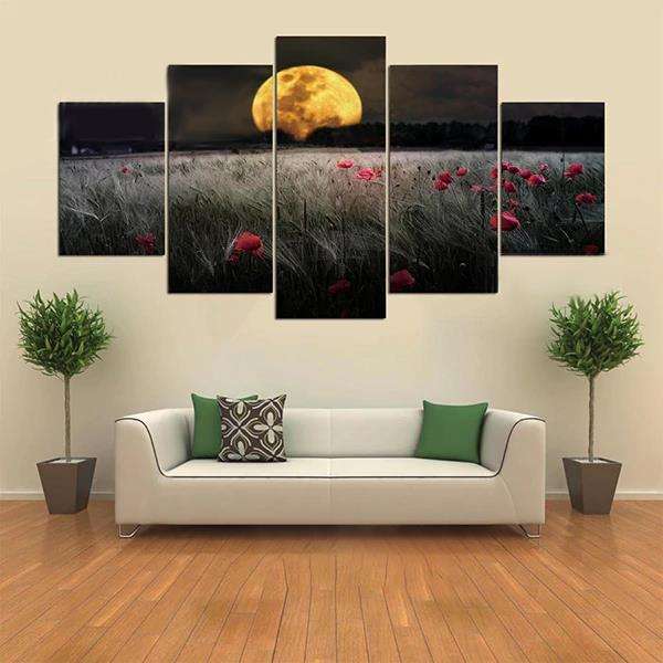 5  Cascade The Setting Sun Flowers  Canvas Wall Painting Picture Home Decoratio