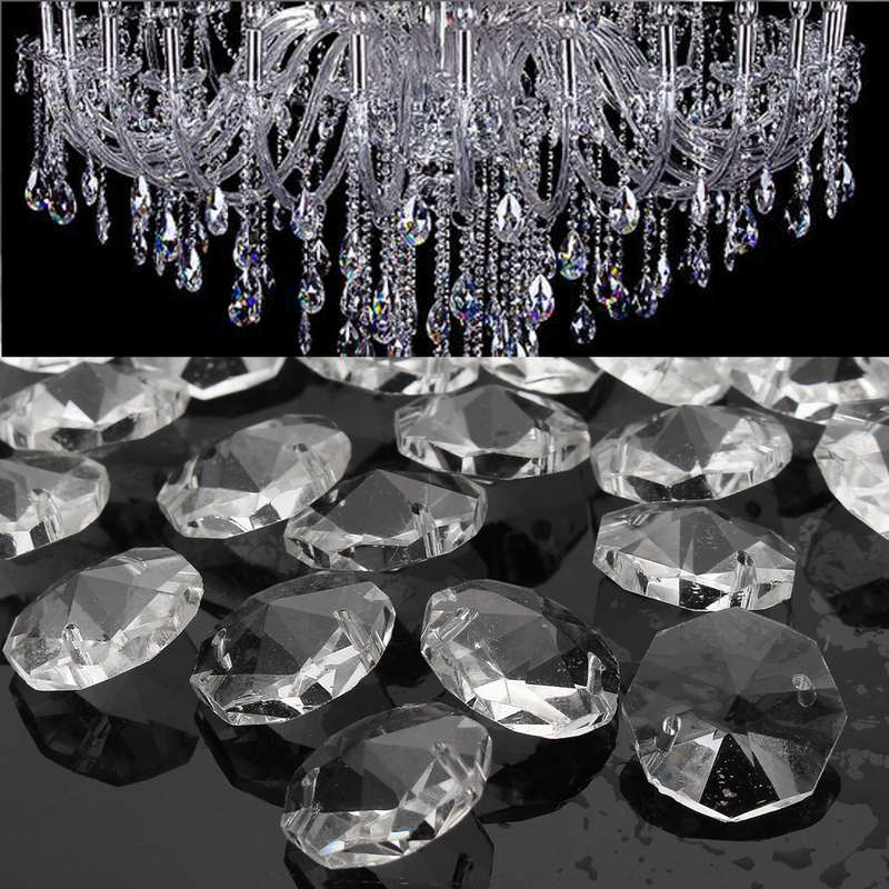 50pcs Clear Glass Crystals Chandelier Pendant Lamp Prisms Parts Hanging Drops 1