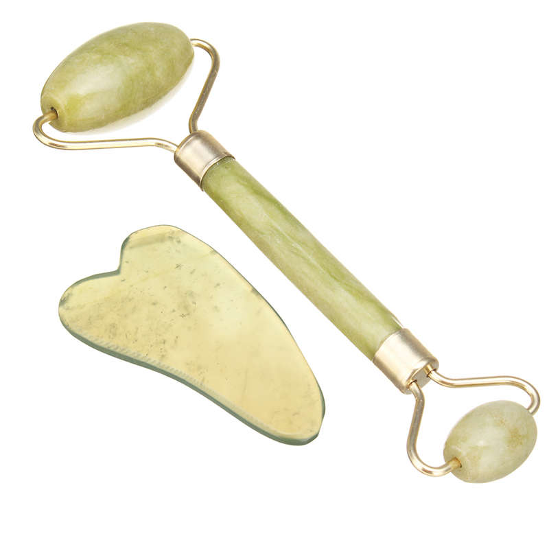 Jade Roller & Gua Sha Set Face Thin Massage Roller & Body Scraping Tool Premium