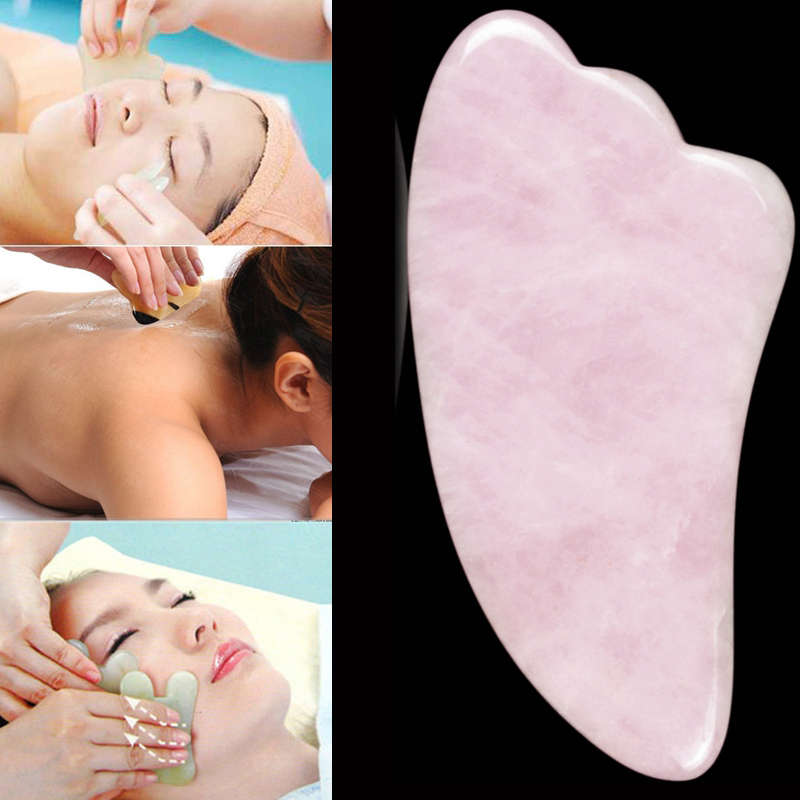 Natural Powder Crystal Rose Quartz Gua Sha Board Face Body Care Scraping SPA Ma