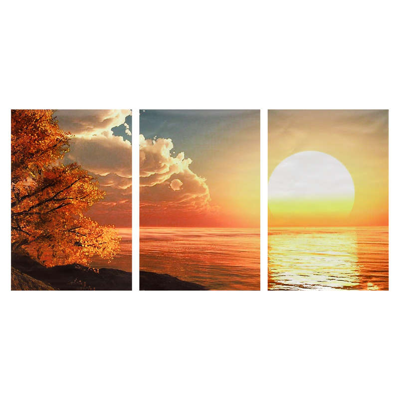 3 Cascade Day Sunset Scene Canvas Painting Decorative Wall Picture Home Decorat