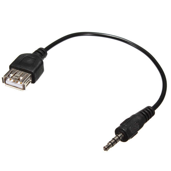 3.5mm Male AUX Audio Plug Jack to USB 2.0 Female Car MP3