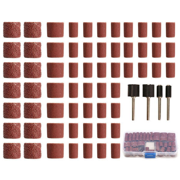 100pcs 60/120/320 Grit Drum Sanding Kit Fit Dremel Rotary Tools with 1/2 1/4 In