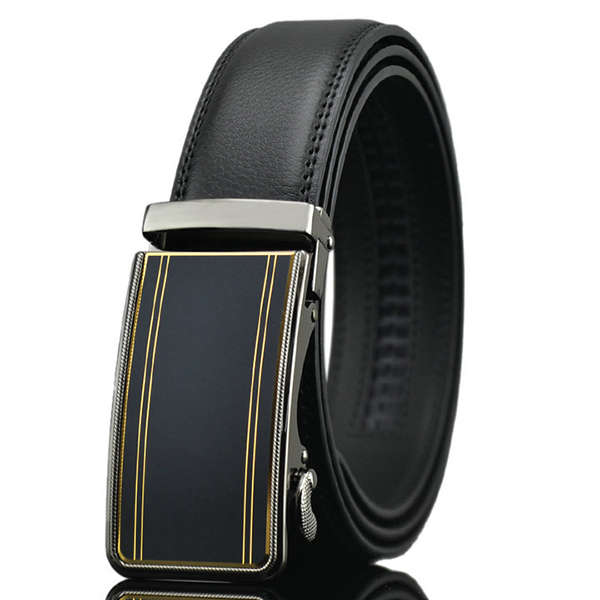 Mens Fashion Genuine Leather Belts Business Metal Automatic Buckle Strap Jeans