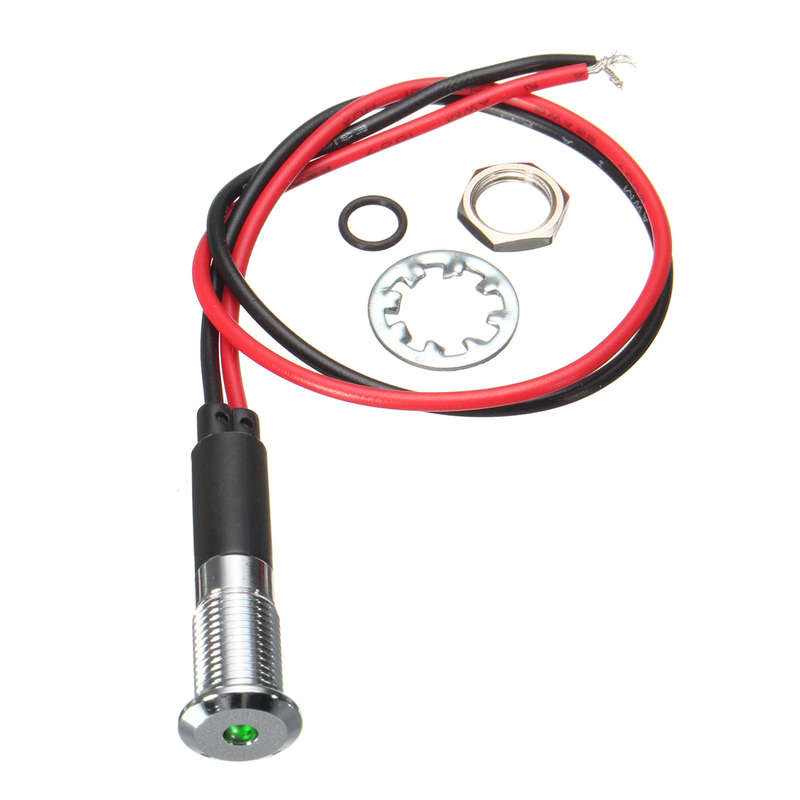 12V 8mm LED Metal Dash Pilot Panel Indicator Warning Light Lamp Car Motorcycle