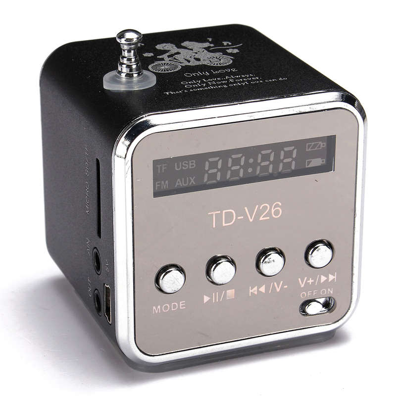TD-V26 Portable Mini Stereo FM Radio MP3 Speaker Music Player Support Micro SD