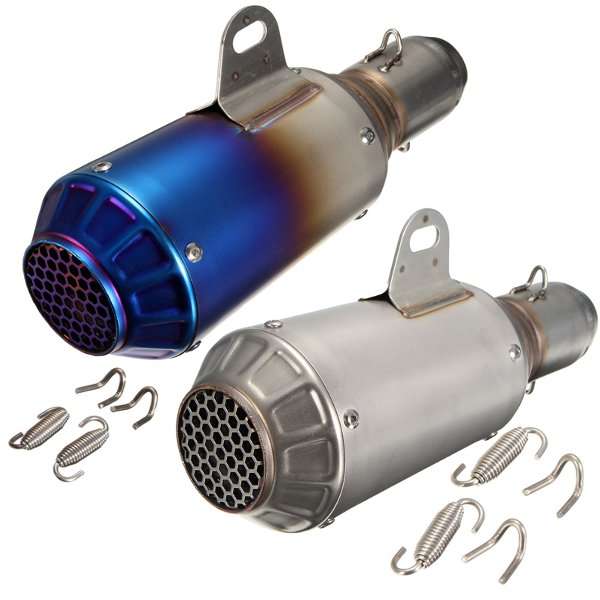 51mm Motorcycle Street Bike GP Exhaust Muffler Pipe Stainless Steel Silver OR G