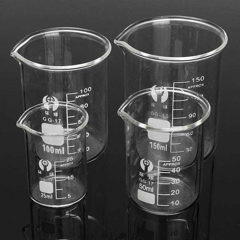 4Pcs Borosilicate Glass Beaker Volumetric Glassware For Laboratory