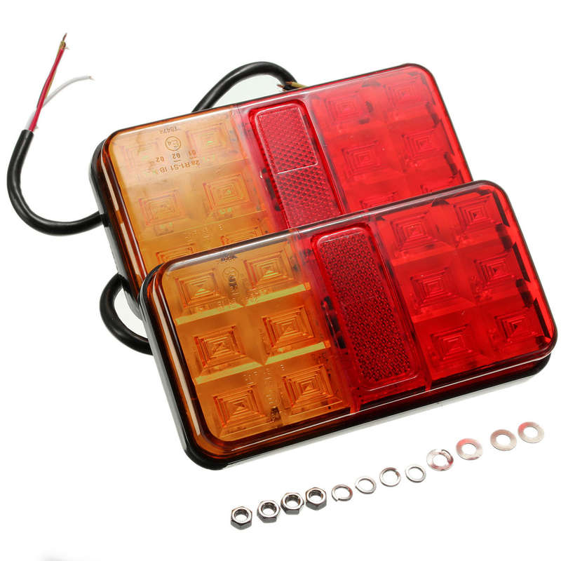 Pair Trailer Truck Lorry Caravan LED Rear Tail Brake Stop Light Indicator Lamp