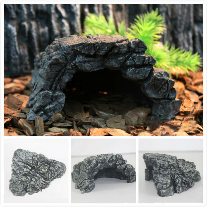 Hide Hiding Cave Fish Turtle Tank Reptile Basking Decoration Ornament