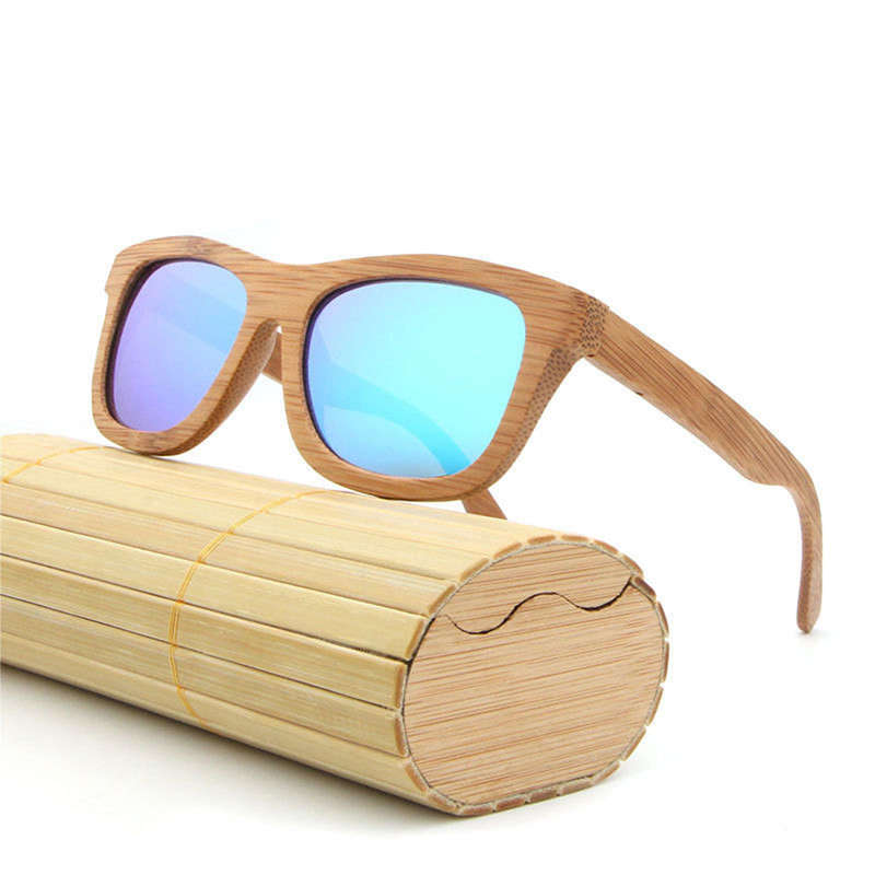 UV400 Handmade Retro Bamboo Wood Polarized Sunglasses Mirrored Wooden Glasses