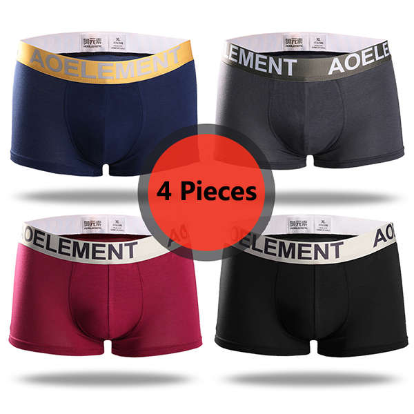 4 Pieces Breathable Soft Modal U Convex Mens Boxers Underwear
