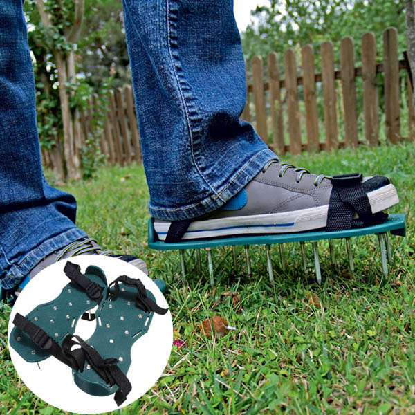 Gardening Grass Lawn Plastic Aerating Shoes Greensward Spikes Loosening Equipme