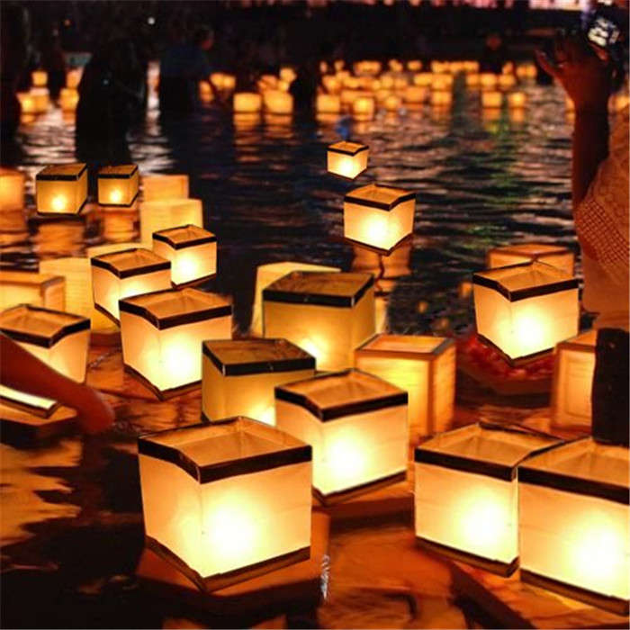 Water Floating Candle Holder Waterproof Square Candle Holder Lantern Wishing Li