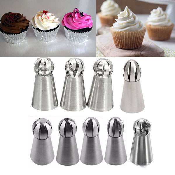 9Pcs Cream Stainless Steel Icing Piping Nozzles Pastry Tips Sphere Ball Shape C