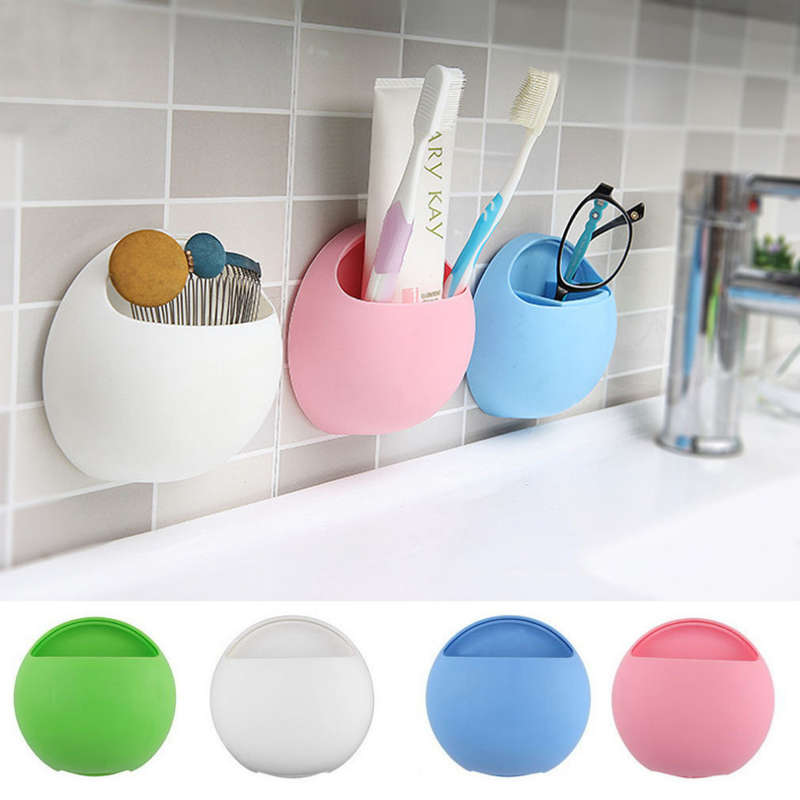 Bathroom Toothbrush Toothpaste Holder Bath Shaver Organizer With Suction Cup