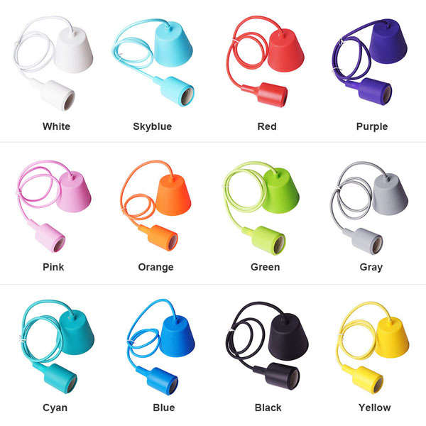 Colorful E27 Silicone Rubber Pendant Light Lamp Holder Socket DIY