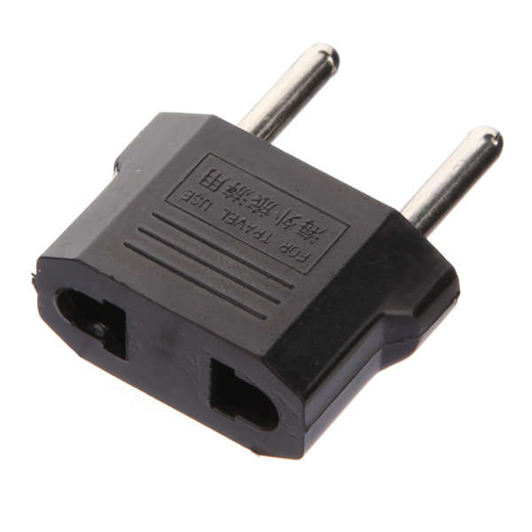 Flat to Round Plug Adapter Converter for Europe black