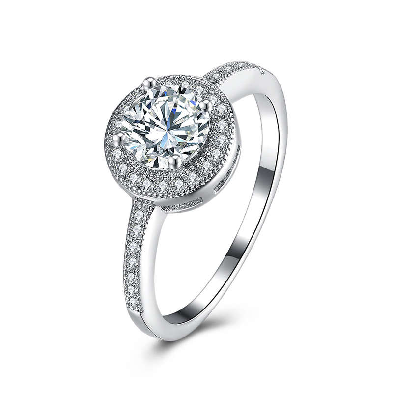 INALIS Zircon Platinum Plated Rhinestones Gift Anniversary Wedding Finger Rings