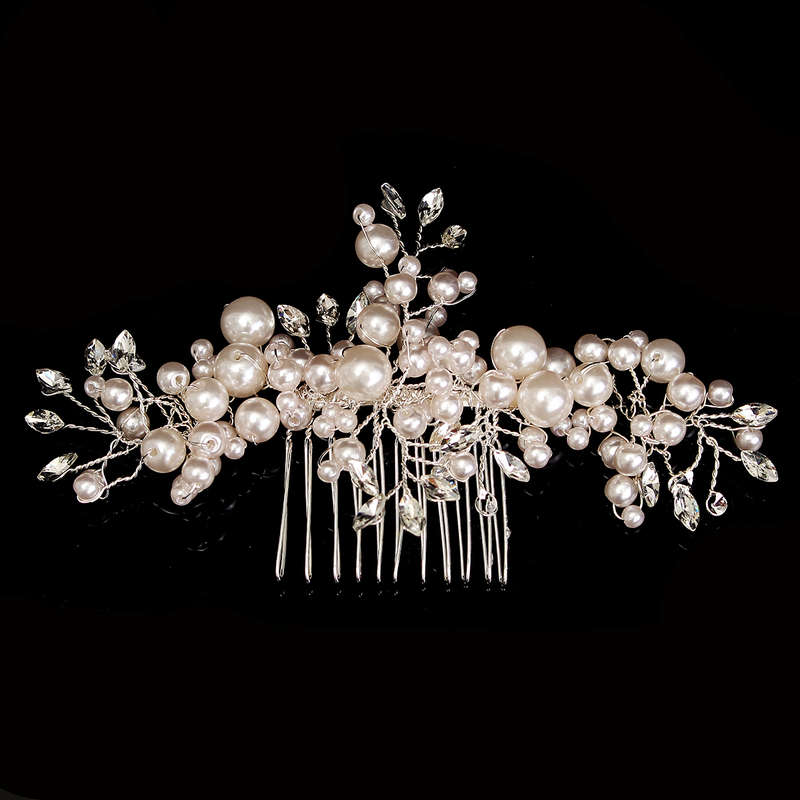 Bride Rhinestone Crystal Pearl Hair Comb Elegant Wedding Prom Bridal Headpiece