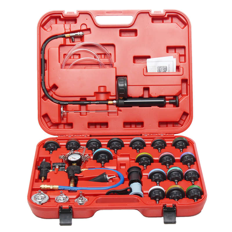 27 Pcs Radiator Pressure Gauge Tester Vacuum Purge Cooling System Refill Tool K