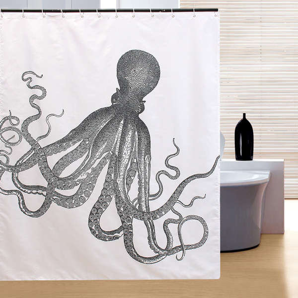 150x180cm Waterproof Halloween Octopus Polyester Shower Curtain Bathroom Decor