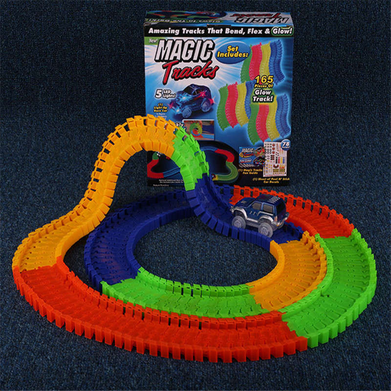 DIY Magic LED Electric Car Curved Track Building Blocks Toys Suit For Kids Chil