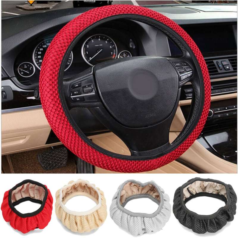 38cm Universal Car Steering Wheel Covers Non-Slip Summer Cool Elastic Hand Made